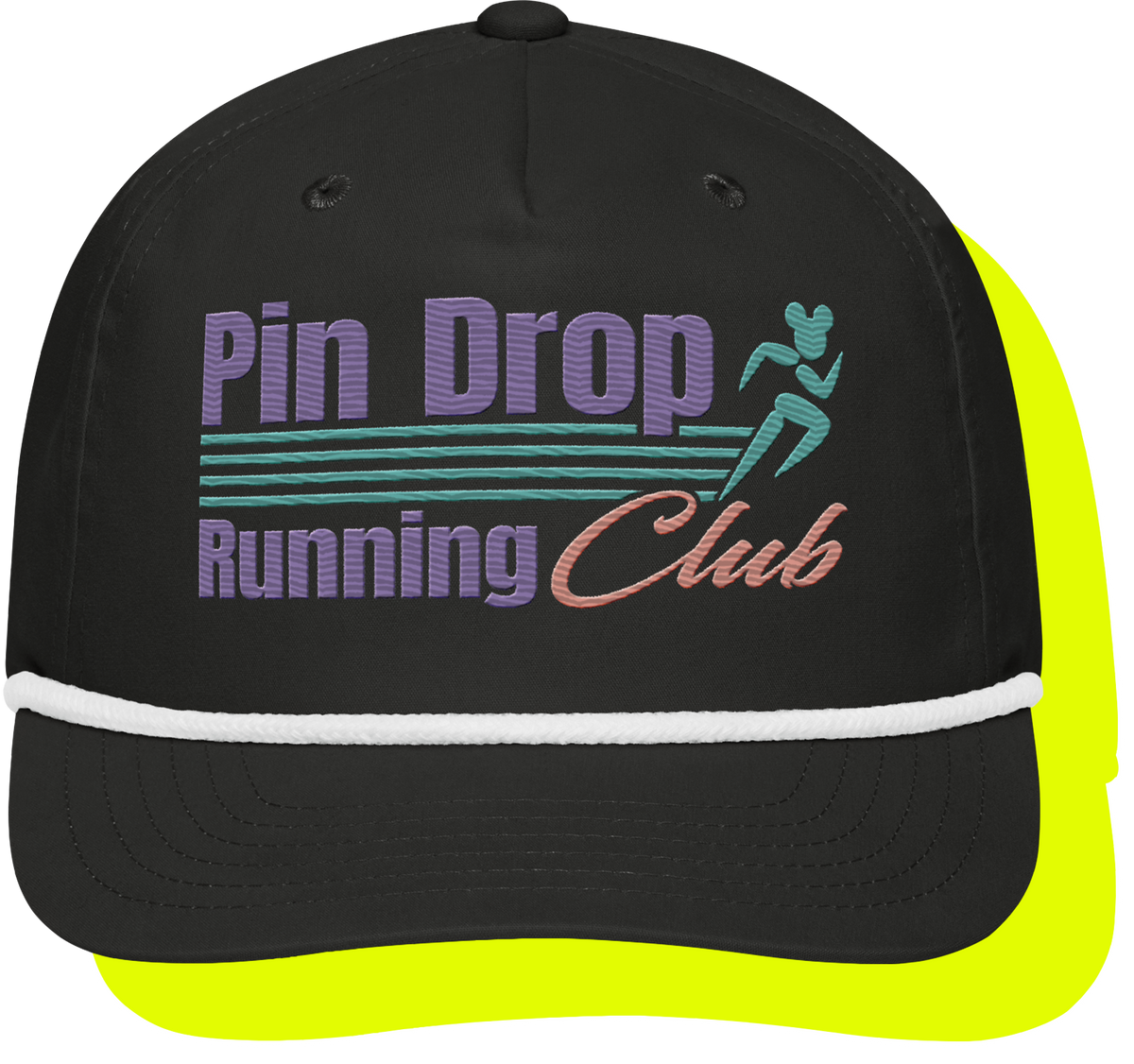 Pin Drop Running Club Black/White Golf Cap